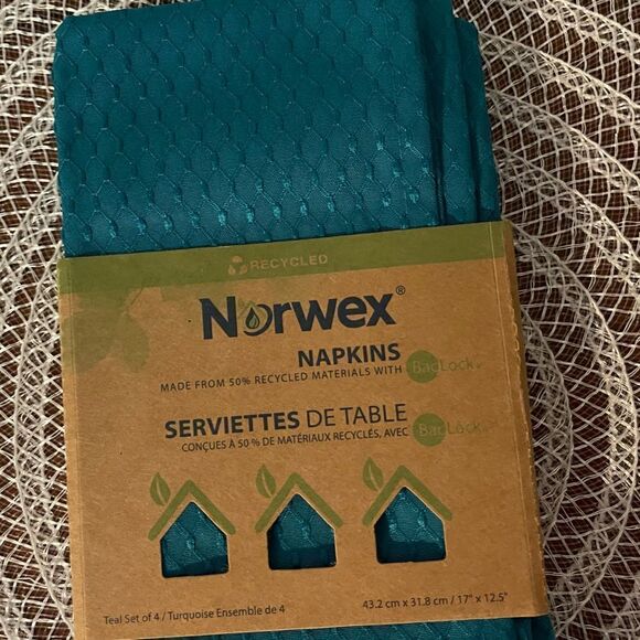 Norwex Napkins Set of 4 Teal NWT - Picture 9 of 10